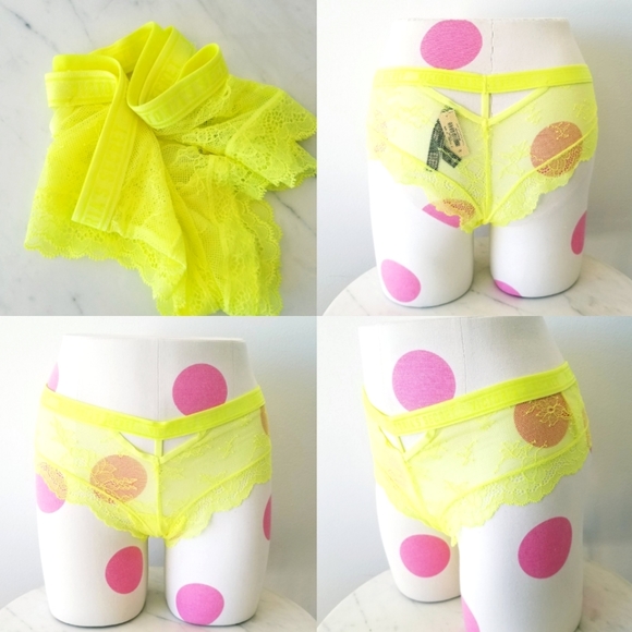 Victoria's Secret Very Sexy Lace Cheeky Panty Neon Logo Waistband Cutouts NWT - Picture 1 of 12